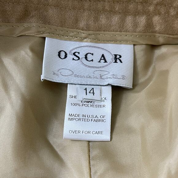 00s OSCAR DE LA RENTA Vintage Tan Wool Pull On Straight Leg Dress Pants - Picture 4 of 7